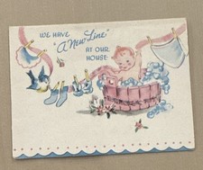 4 Vintage 1930s/40s Baby Announcement Cards Unused w/ Envelopes Gibson Lot
