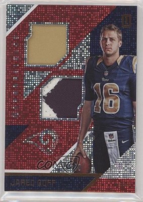 2016 Panini Unparalleled RPS Rookie Materials Dual Prime 6/49 Jared Goff RC 1b9