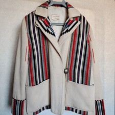 Vintage 1940's Ganscraft Chimayo Blanket Jacket Size 14 Off White