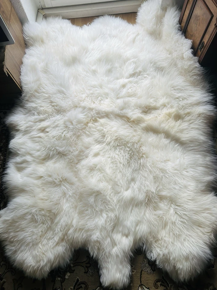 Schlaffell Fellteppich Schaffelldecke Bett Lammfell 6 er Kaminfell 200 X 165 cm - Bild 4 von 4