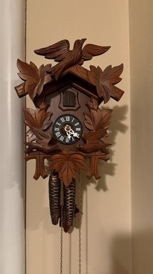 Hubert Herr Triberg Vintage West Germany Black Forest Cuckoo Clock Carved Birds