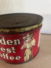 1930S GOLDEN WEST COFFEE TIN CAN 1 POUND