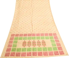 Sushila Vintage Pure Silk Sari Beige Assam Mekhela Chador Kashvi Alluring Saree