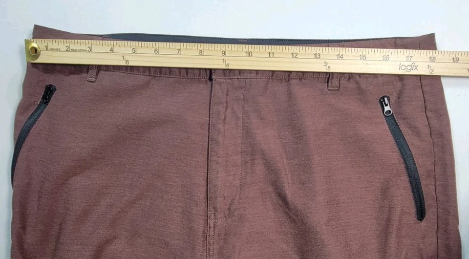 Pantalones Cortos Híbridos Freeworld Para Hombre Talla 36 Marrón Sobre la Rodilla Bolsillos con Cremallera Informales Golf Foto 3 de 4