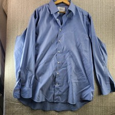 Charles Tyrwhitt Shirt Mens 18 36 Blue Non Iron Classic Fit Long Sleeve Dress