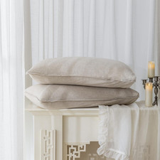 100 Linen Pillowcases Set of 2, Envelope Overlap Closure French Natural Washed