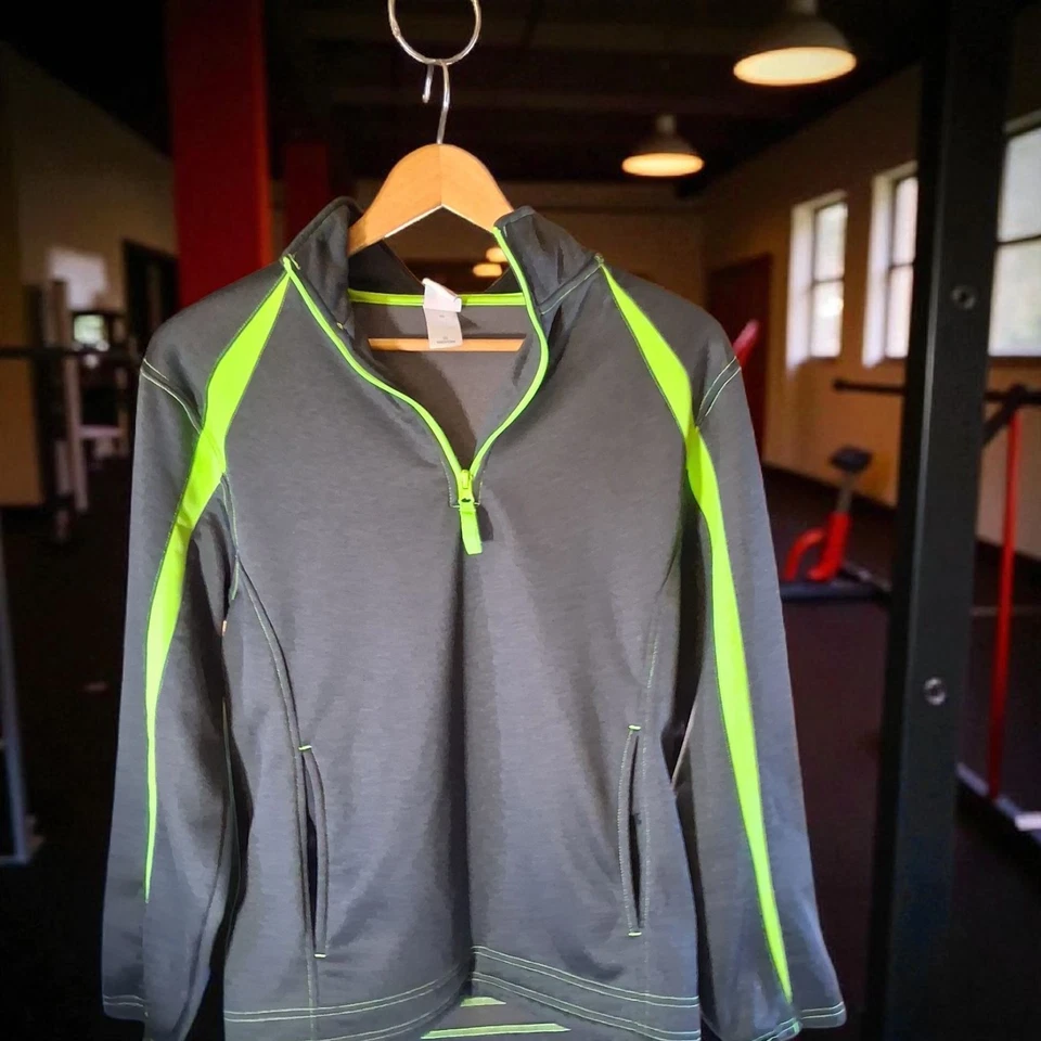 Badger Sport Quarter-Zip Performance Pullover – Gray with Neon Green Accents... - Image 2 of 4