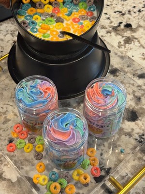 Handmade Whipped Body Scrub 8oz- Fruit Loop Scent, Organic, Vegan, Moisturizer 