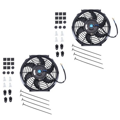 2x 10'' Slim Fan Push Pull Electric Radiator Cooling 12V Mount Kit Universal