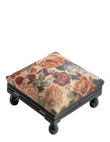 Victorian Trading Floral Tapestry Folding Footrest Foot Stool 14B - Picture 2 of 6