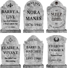 Halloween Decorations Outdoor Graveyard Tombstones: 6ct Large Stone grey