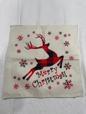 Christmas Throw Pillow Cover Reindeer Decorative Zip Close 18x18