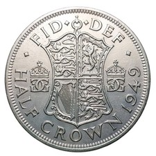 1949 British Half Crown George VI 2/6 Royal Arms Vintage UK Coin