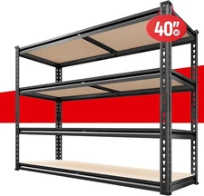 40" Garage Shelving Storage Shelves Heavy Duty 4 Tier Adjustable Metal Shelves
