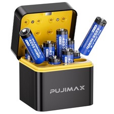 PUJIAMX Rechargeable AA Batteries Lithium 4255mWh with Charger High Capacity...
