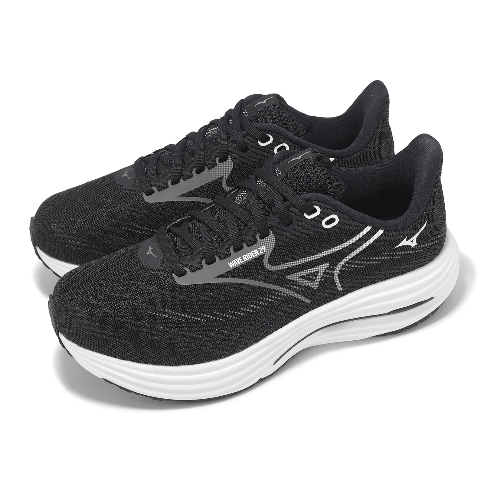 Mizuno Wave Rider 29 Super Wide Black White Men Road Running Shoes J1GC2504-02