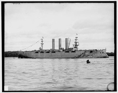 Photo:Launch of battleship Georgia, after launching, broadside, Bath, Me.