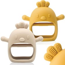 2 Packs Baby Teething Toy for 0-6 6-12 Months, Food Ginger  Caramel