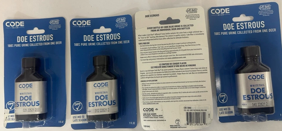 4 Bottle Lot Code Blue Doe Estrous 100% Pure From One Deer Brand New FREE Ship - Image 2 of 2
