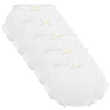 5-Pack Baby Boys Ruffle Girls Diaper Covers Bloomer Cotton Basic White Shorts...