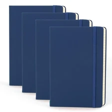 A5 Notebooks - Lined Books with 192 pages, 5.7" x 8.4" (Navy, 4 Pack)