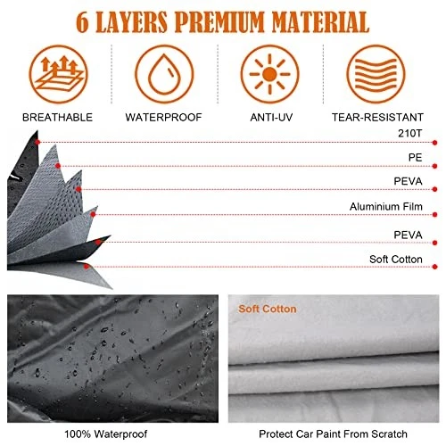 For Nissan Maxima 1999-2023 Waterproof Car Cover 6 Layers All Weather Zipper Doo - Imagem 2 de 4