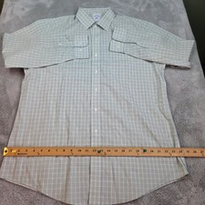Brooks Brothers Shirt Mens 17-34/35 Regent Fit Non-Iron Micro Check Green White