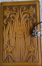 Oberon Design Leather Notebook Cover 6x9 Daffodils in Marigold New with Filler