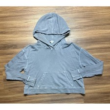 James Perse Relaxed Cropped Hoodie Faded Charcoal Grey Sweatshirt Women's Sz 0