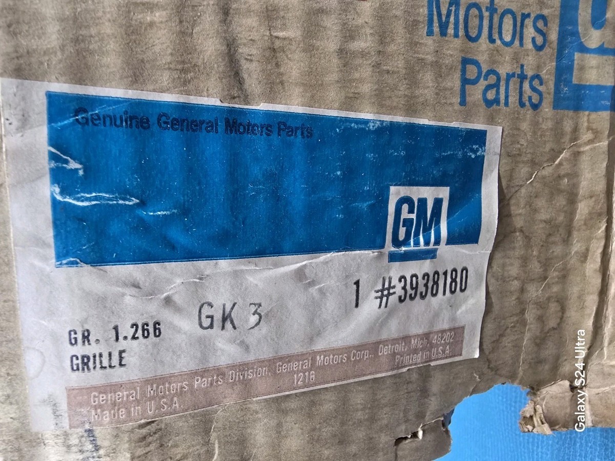 NOS 1969 69 CHEVY CHEVELLE EL CAMINO GRILLE GM 3938180 NEW GM SS