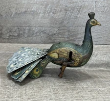 Vintage Alps Toy Co Tin Litho Wind-Up  Mechanical Proud Peacock Toy Japan Made
