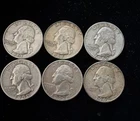 Lot Of 6 Silver Washington Quarters