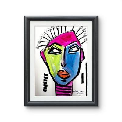 9''x12 Abstract Paper Original Art Expressionism Face Home Art