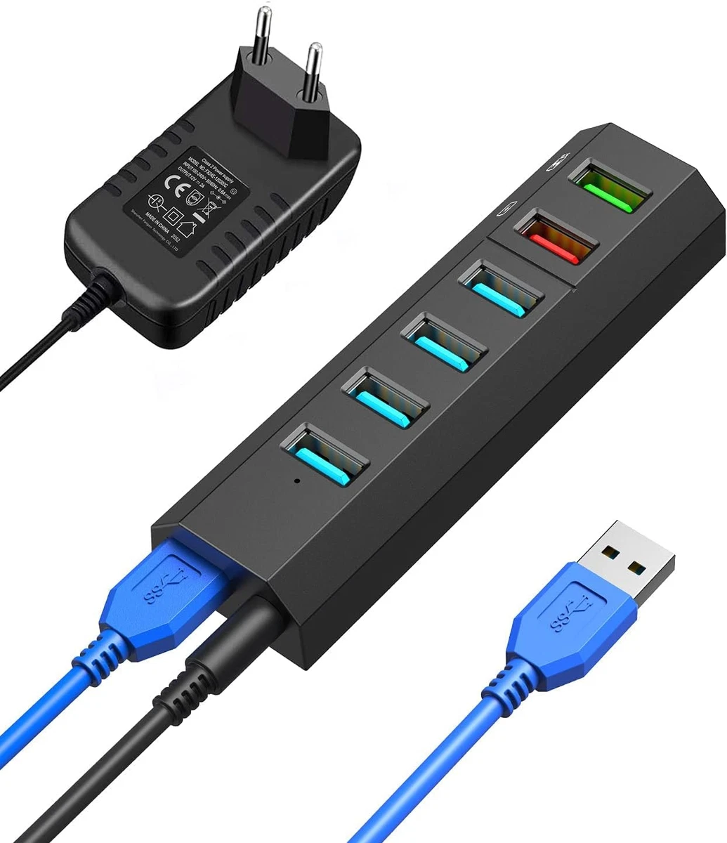 WAVLINK WL-UH3073D Adattatore HUB USB 3.0 Docking Station A 7 Porte Con Interruttore Individuale Sp