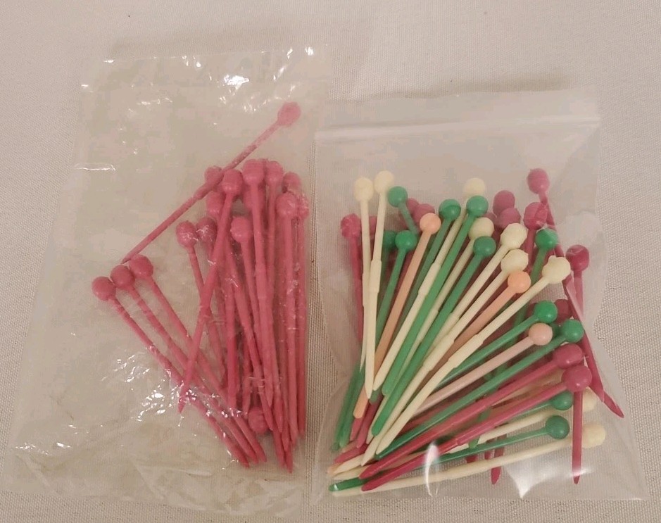 43 Used 25 Unopen Pack Hair Roller Pins Curler Picks 1960s Multi-Color Picks