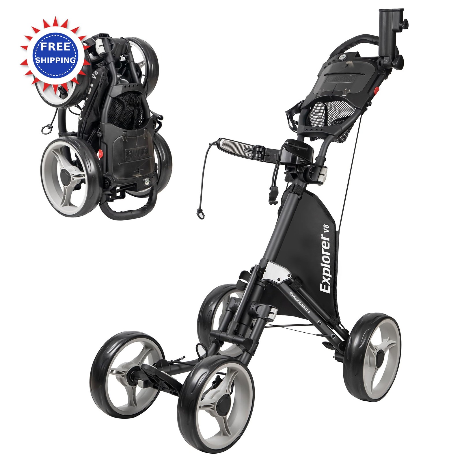 Caddytek Explorer V8 Golf Push Cart SuperLite 4 Wheel Alumin