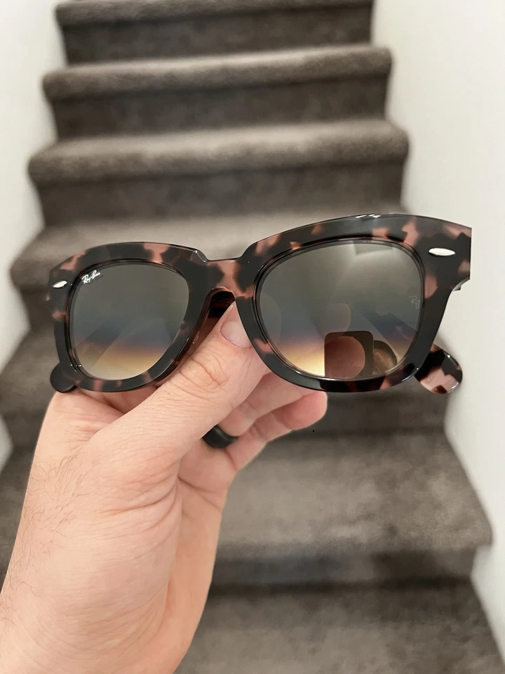 NUEVO Gafas de sol Ray-Ban RB2186 STATE STREET degradadas marrón/rosa 49-20 Foto 3 de 4