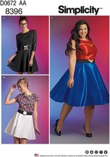 Simplicity 8396 Belted Skater Dress Cosplay Costume Sewing Pattern 10-18 UC FF