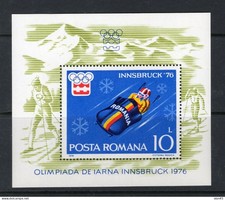 Romania 1976 Mini Sheet Olympics Innsbruck Bobsled MNH 17547