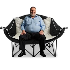 Double Camping Loveseat - 660lb Capacity, Padded, Folding, Cup Holder