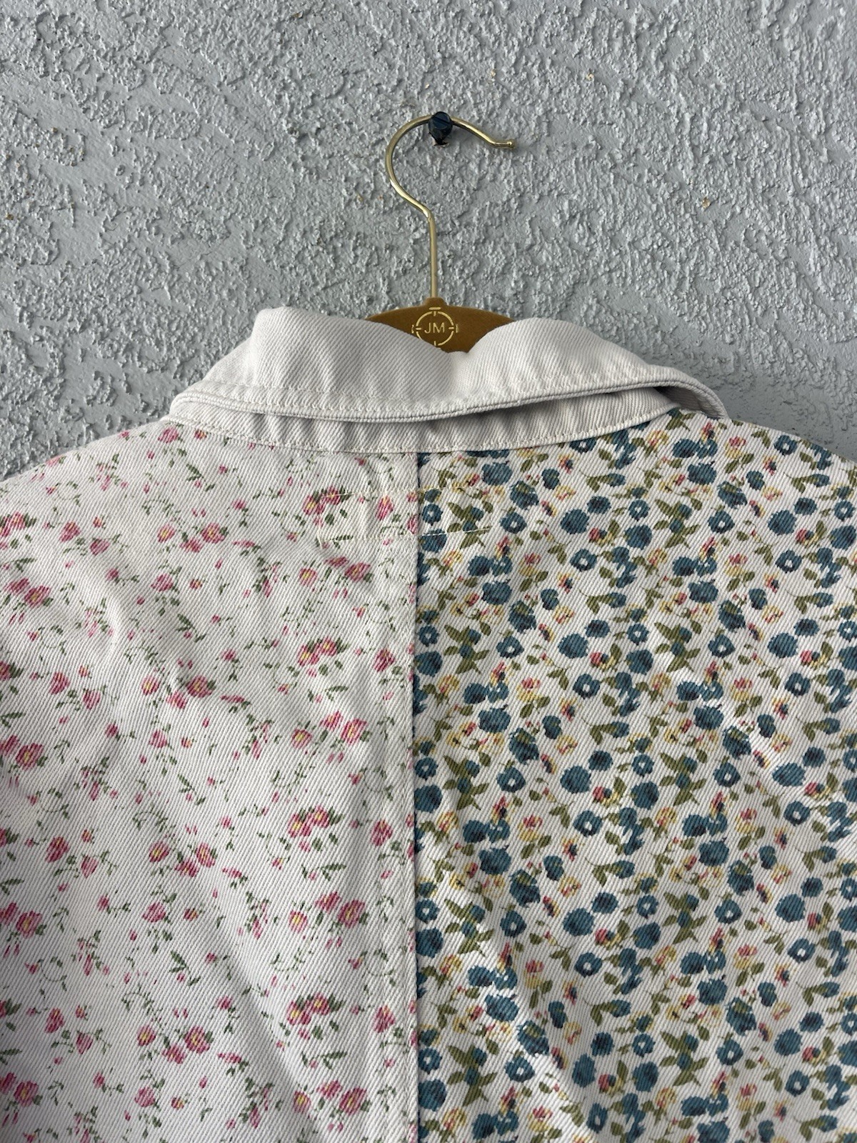 Floral Patchwork Denim Jacket Cream Cottagecore F… - image 3