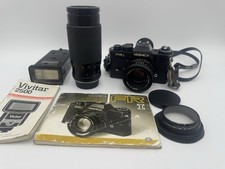 YASHICA FR1 Classic SLR Camera W/50 Mm Lens  Zoom 80-200 Lens w/flash  Manuals