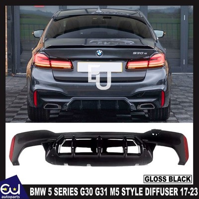 FOR BMW 5 SERIES G30 G31 REAR BUMPER DIFFUSER M5 STYLE M SPORT GLOSS BLACK 17-23
