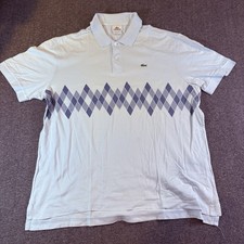 Lacoste Argyle Polo Shirt Mens 7 XL White Diamond Pattern Preppy Golf