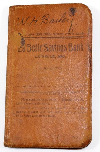 1917 La Belle Savings Bank Savings Acount Bank Passbook La Belle, Missouri