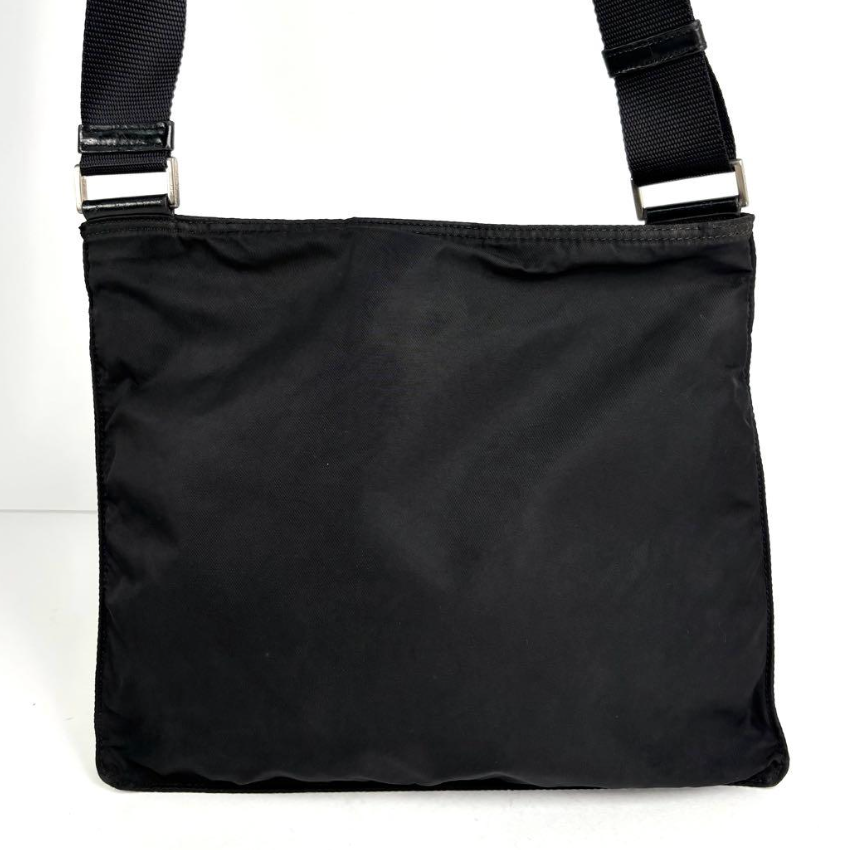 PRADA Tessuto Nylon Crossbody Shoulder Bag Black Sacoche Triangle