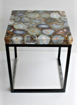 Square Agate Coffee Table   Handcrafted Gemstone Design   Unique Home Décor Piec