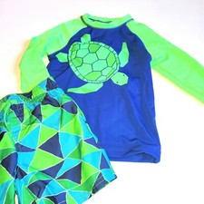 Gymboree 2T Swim Rashguard Shorts Turtle Set Green NWT