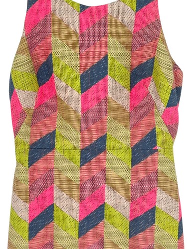 Vestido Milly Ajustado Colorido Chevron Tweed Recortado Espalda Sin Mangas Talla 6 Nuevo con Etiquetas - Imagen 5 de 20