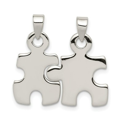Sterling Silber 925 poliert Puzzleteile 2 Stück Charm Anhänger 1,02 Zoll